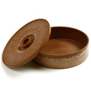 Tortilla Warmer Keeper Server Brown Round Container Microwave Safe Serving Dish